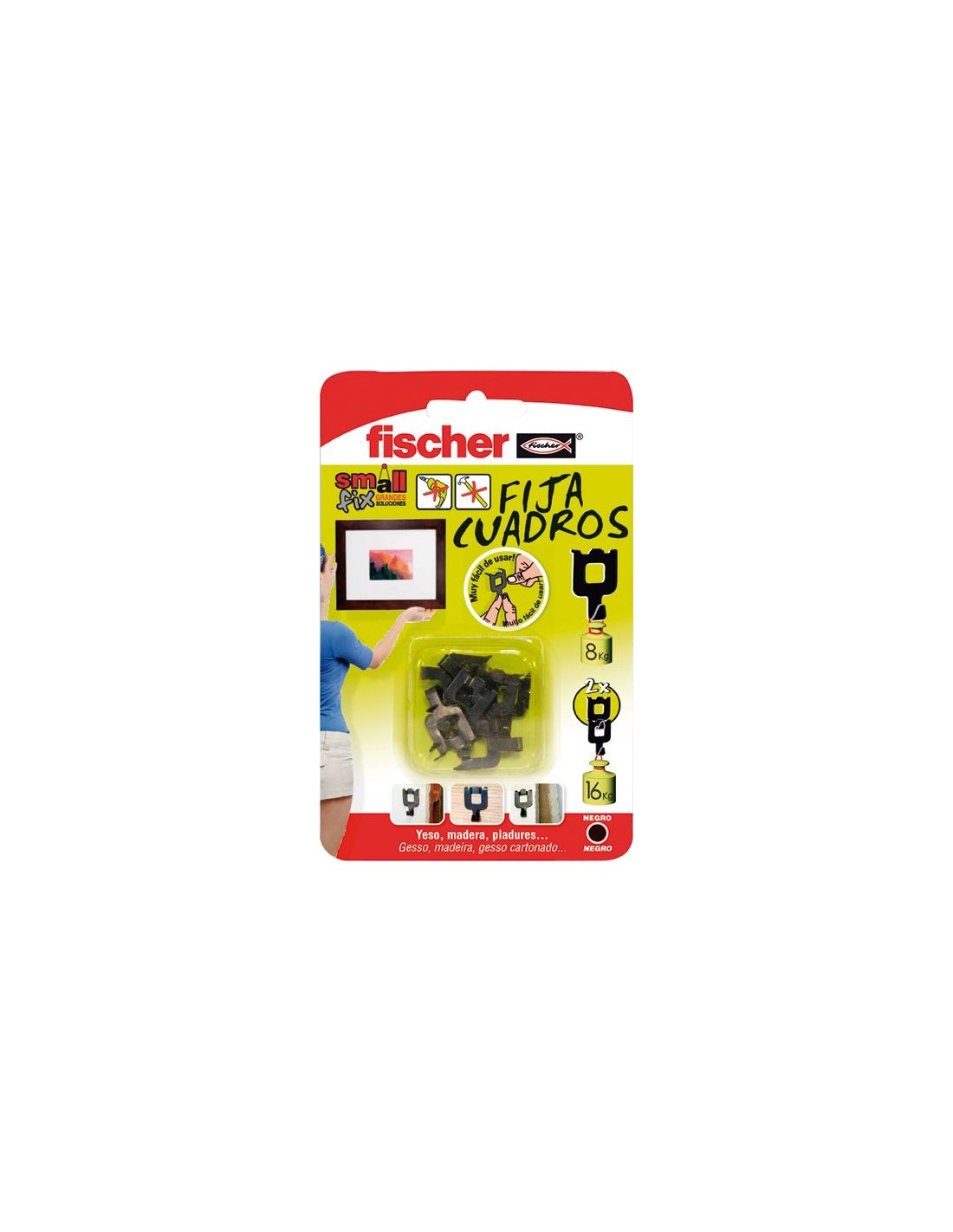 ▷ Fija cuadros negro 518168 blister de fischer ®