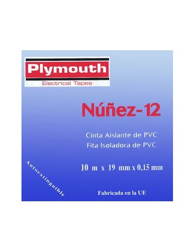 Cinta aislante pvc 5070-10mx19mm negra de plymouth caja de 10