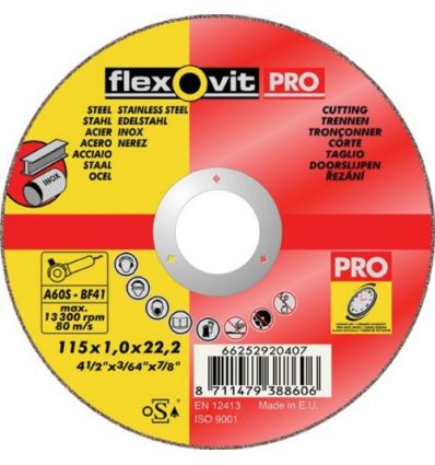 Disco flexovit inox a60sbf41 115x1,0x22 de flexovit caja de 25