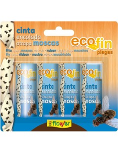 Cinta encolada moscas 70544 4pz blister de flower caja de 24