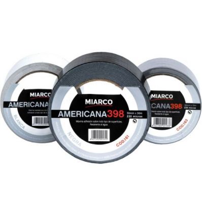 Cinta americana 398-50mmx10m negro de miarco caja de 6 unidades