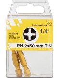 Blister 02 puntas destornillador 239768 ph3x50 1/4" tin de bianditz