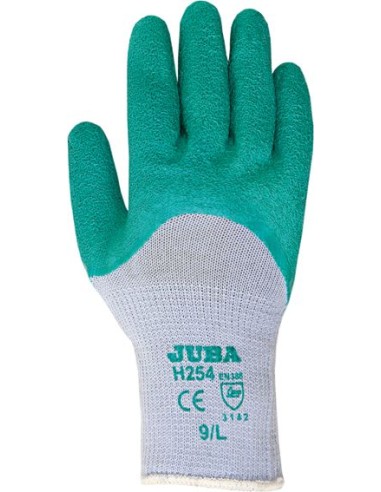 Guante poliester algodon/latex h254 talla-s verde de juba caja de 10 unidades