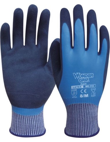 Guante wondergrip aqua latex wg318 talla-07 de safetop caja de 12 unidades