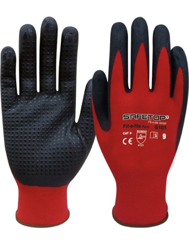 Guante fitalla-o-lite nitrilo g101 talla-07 rojo de safetop caja de 12 unidades