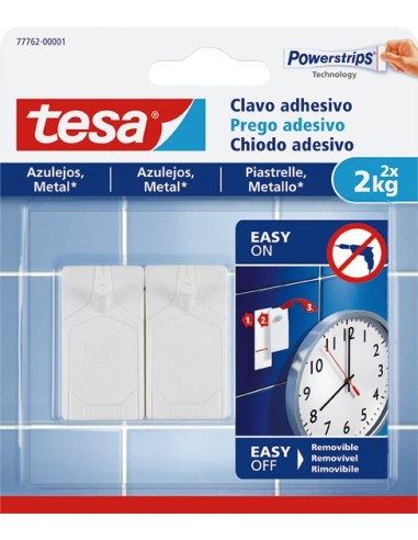 Clavo adhesivo 77762 sms azulejos sujección 2,0kg de tesa-tape caja de 8 unidades