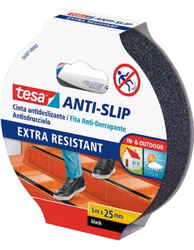 Cinta antideslizante 55587-5x25 negro de tesa-tape caja de 6 unidades