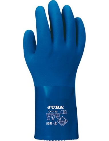 Guante pvc h5656 talla-09/l azul de juba caja de 6 unidades