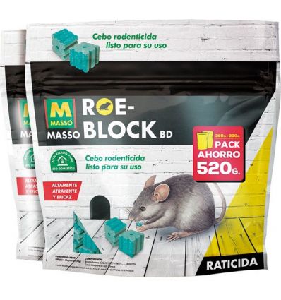 Raticida roe-block 231535 2x1 260g + 260g de roe