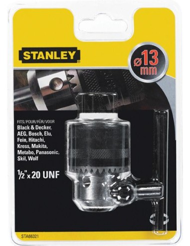 Accesorio sta66321qz portabrocas hembra 1/2x20 13 + llave de stanley