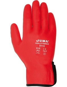 Guante nylon/nitrilo foam h5115 talla-08 rojo de juba caja de 10 unidades