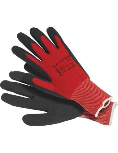 Guante nylon samurai grip 803 talla-10 rojo/negro de eskubi caja de 12 unidades