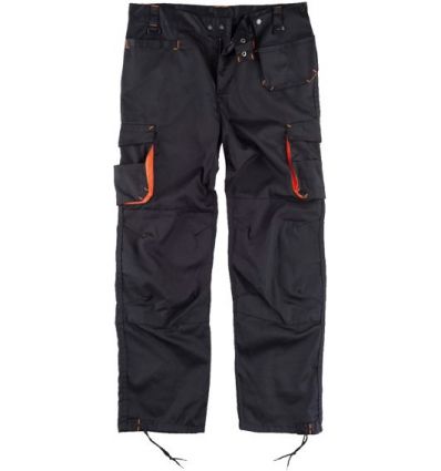 Pantalon multibolsillos wf1619 negro/naranja talla-38 de workteam