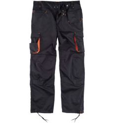 Pantalon multibolsillos wf1619 negro/naranja talla-48 de workteam