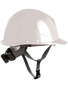 Casco obra con rosca apriete dorsal + barbuquejo 80530 blanco de safetop