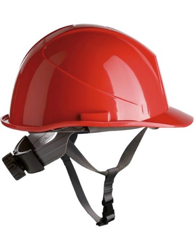 Casco obra con rosca apriete dorsal + barbuquejo 80534 rojo de safetop