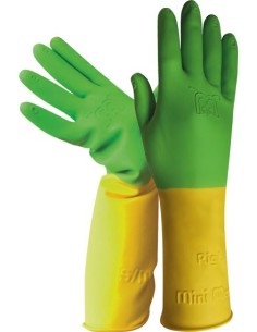 Guante latex niños h264 talla 4y amarillo/verde de juba caja de 12 unidades