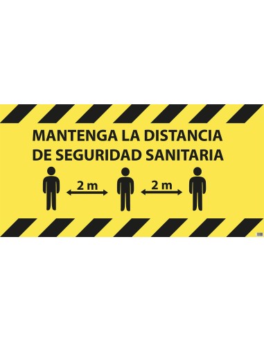 Vinilo adhesivo amarillo/negro "distancia seguridad"30015 70x50cm de jg señalizacion