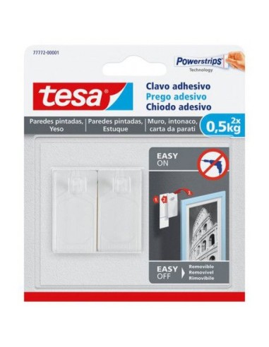 Clavo adhesivo 77772 sms pared pintada sujección 0,5kg de tesa-tape caja de 8 unidades