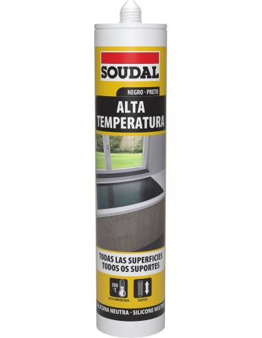 Silicona neutra alta temperatura 290ml-137789 negra de soudal caja de 15 unidades