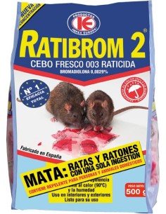 Raticida cebo fresco ratibrom 20x500gr de impex caja de 20 unidades