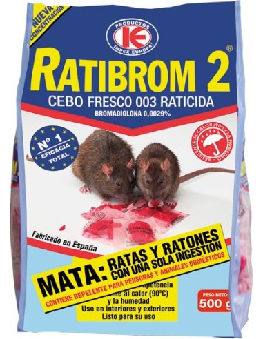 Raticida cebo fresco ratibrom 20x500gr de impex caja de 20 unidades