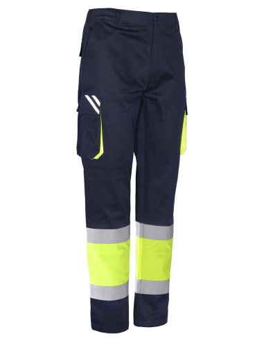 Pantalon easystretch alta visibilidad 8038 azul/amarillo talla l de issaline