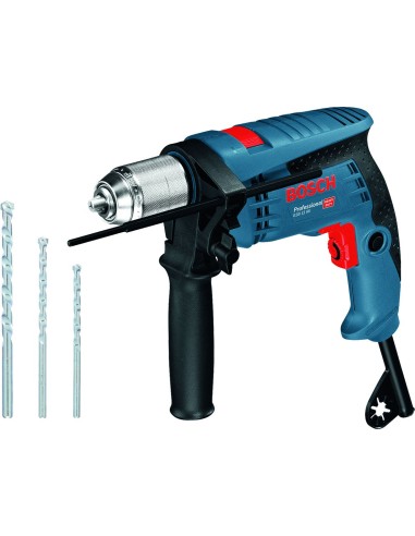 Taladro percutor gsb13re 601w+set 3 brocas de bosch construccion / industria