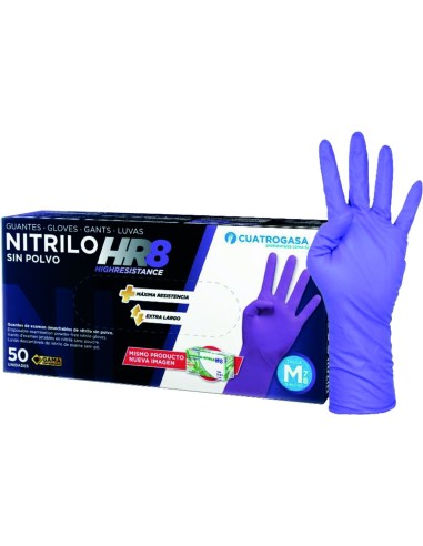 Guante hr 8 talla s desechable nitrilo morado c050 de cuatrogasa