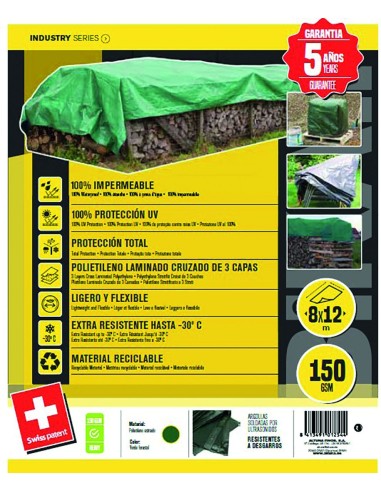 Toldo polietileno 90gr. 02x03mt verde de bikain