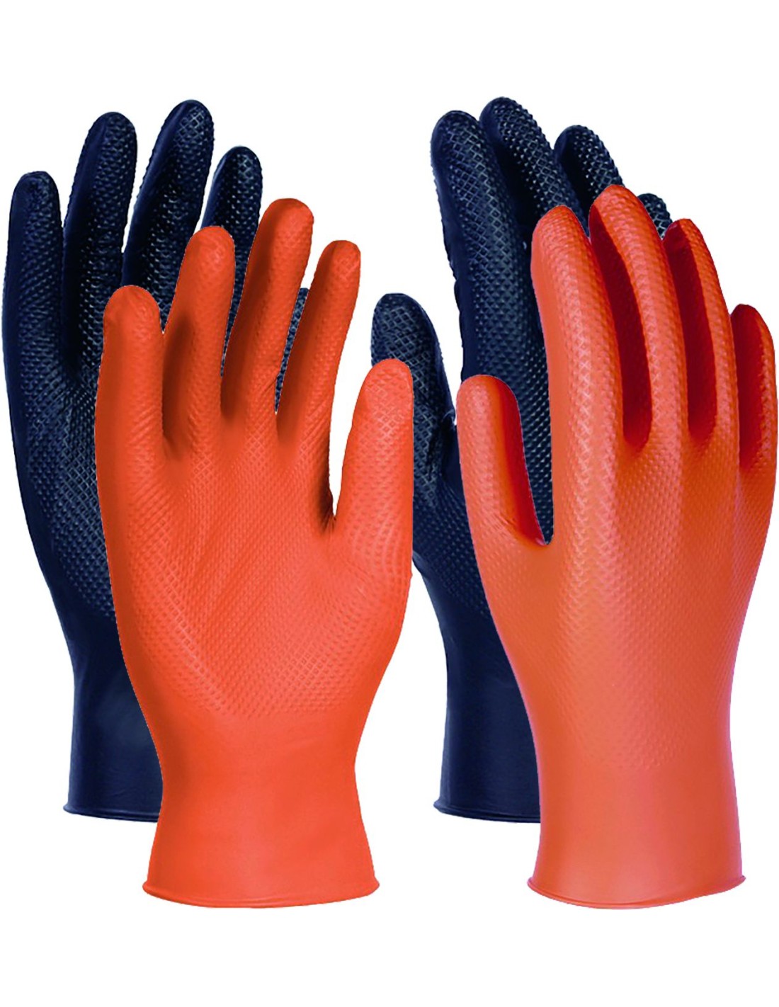 GUANTES de NITRILO DIAMANTADO naranjas – TALLA L – Guantes de Nitrilo