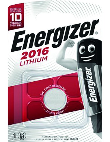 Pila boton litio cr2016 3v de energizer caja de 10 unidades