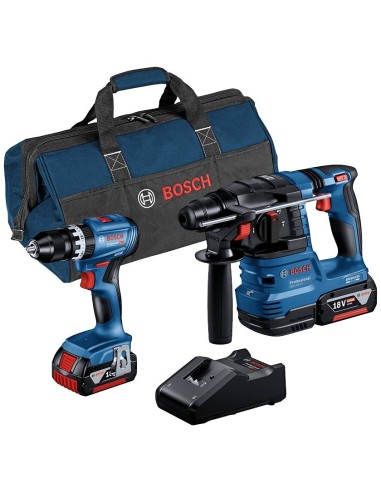 Kit gsb18v-45+gbh18v-22+car+2b 4ah+bolsa de bosch construccion / industria