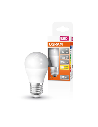 Bombilla led esférica 7,5w e27 806lm 2700k de osram caja de 6 unidades