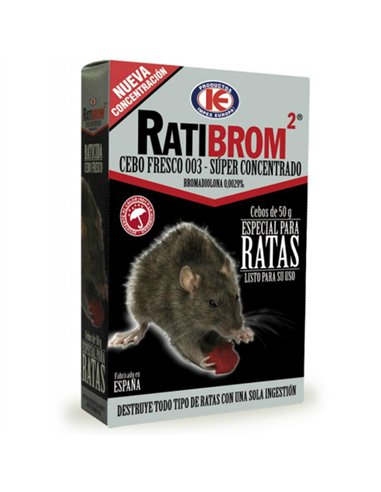 Raticida cebo fresco ratibrom 2 sc 150gr de impex caja de 36 unidades