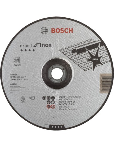 Disco concavo as46t inox bf 230x1,9x22,2 de bosch construccion / industria caja de 25 unidades