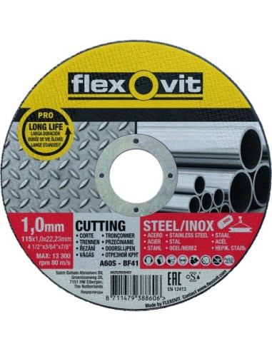 Disco flexovit inox a60sbf41 125x1,0x22 de flexovit caja de 25 unidades