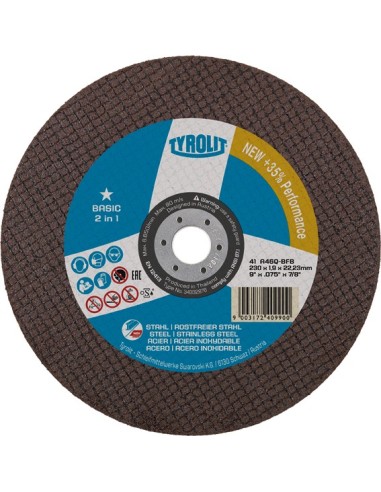 Disco 41 a46q-bfb inox 230x1,9x22,2 bas de tyrolit caja de 25 unidades