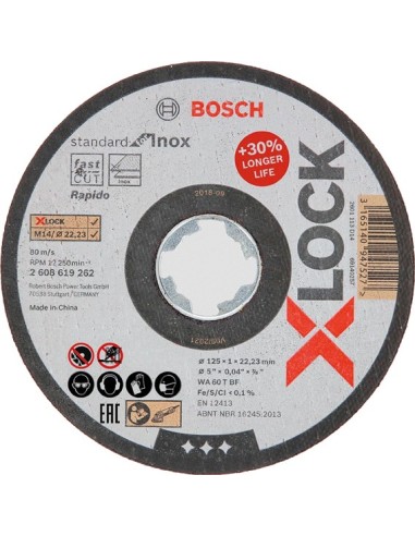 Disco x-lock stand.inox 115x1mm lata 10 de bosch construccion / industria
