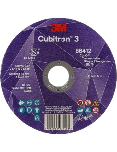 Disco corte cubitron3 86616c3 115x1,0x22 de 3m caja de 25 unidades