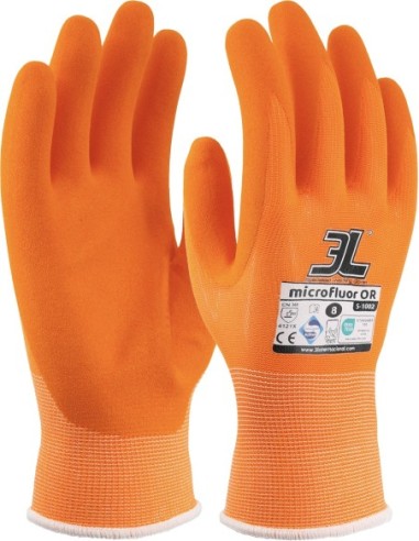 Guante nitrilo microfluor or s1002 talla 10 naranja de 3l caja de 12 unidades