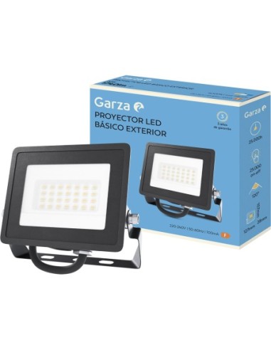 Proyector led negro 20w 1740 lumenes 4000k ip65 de garza