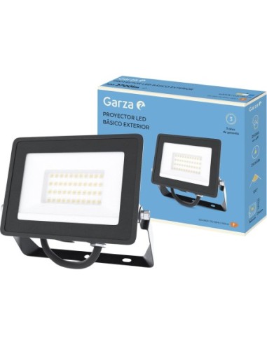 Proyector led negro 30w 2700 lumenes 4000k ip65 de garza
