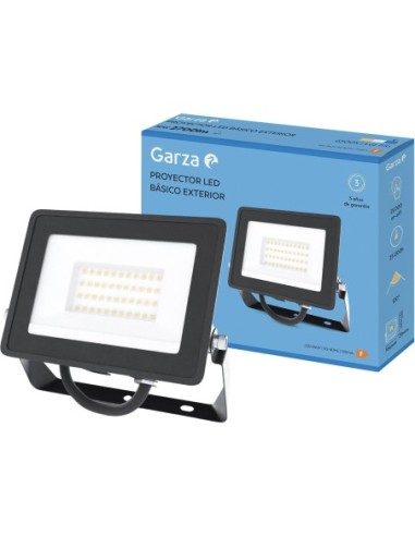 Proyector led negro 30w 2830 lumenes 6500k ip65 de garza