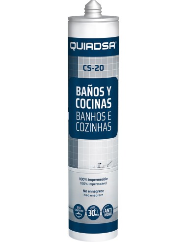 Silicona cs-20 cocina baños 85ml transparente de quiadsa caja de 25 unidades