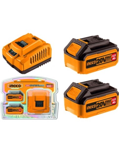 Kit cargador+2 baterias 20v 4ah de ingco